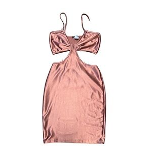 Copper/bronze mini cut out bronze dress
